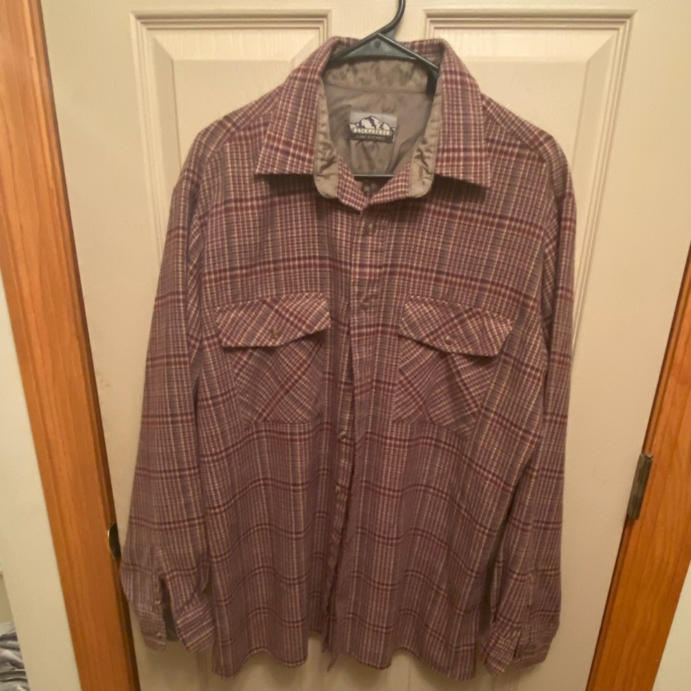 Men’s size L Backpacker brand long sleeve plaid shirt